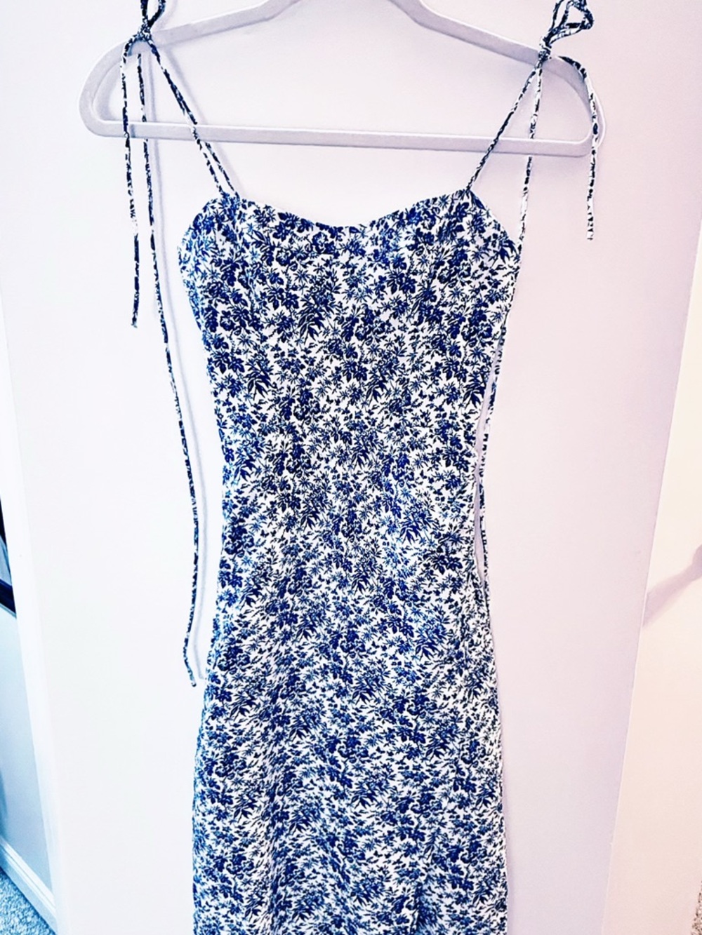 OAK + FORT Floral Midi Dress in Estate Blue